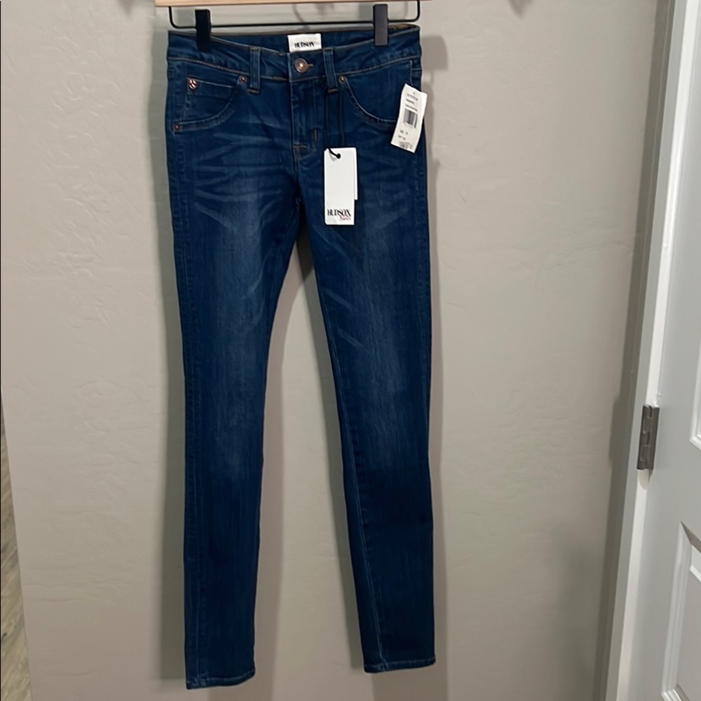 Hudson Jeans Collin Skinny Girls Blue Tapered Denim Bottoms Slim Vintage - Picture 2 of 14